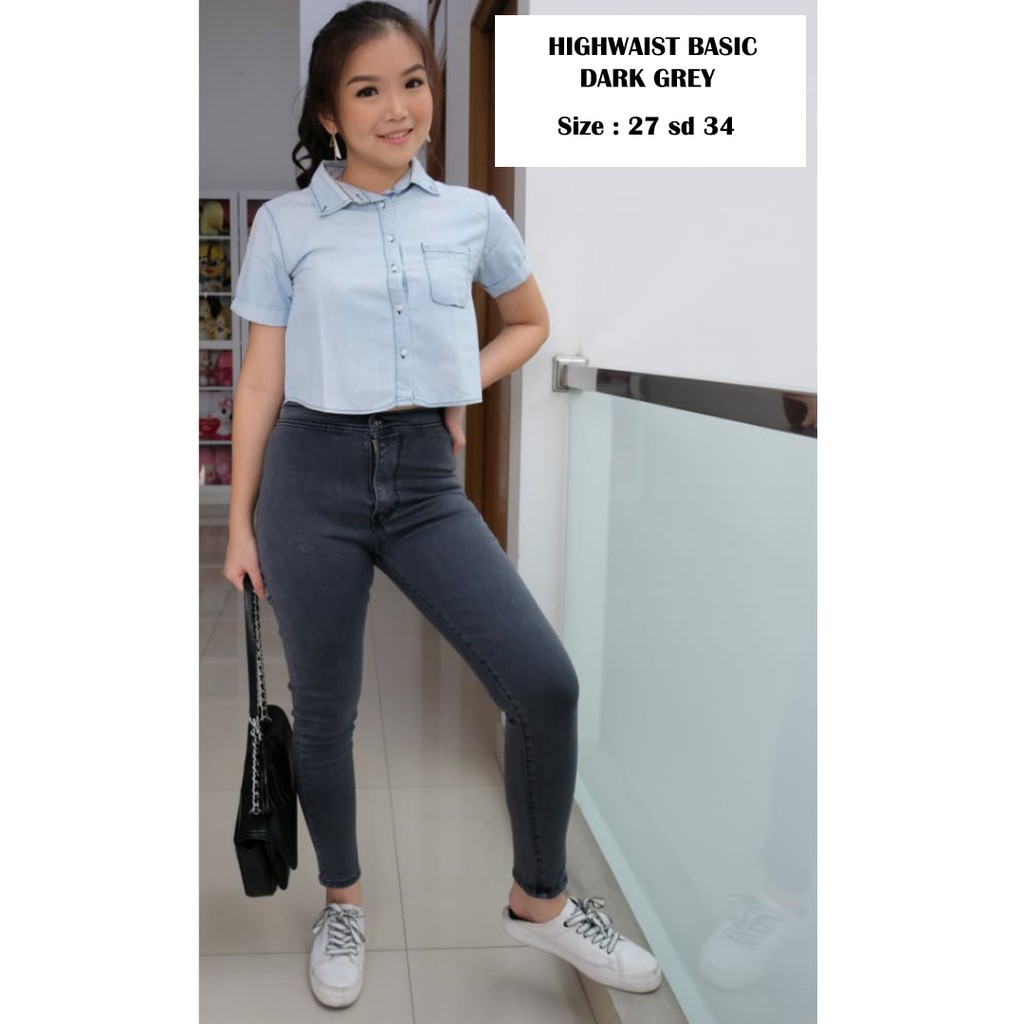 HIGHWAIST BASIC SOFT JEANS WANITA Kekinian Murah Reseller Dropship Aman