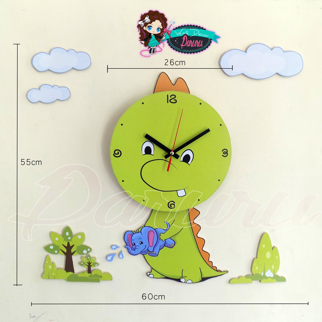 Jam dinding unik lucu - DIY wall clock kode Bee Owl Panda Tree Dino Bird Elephant