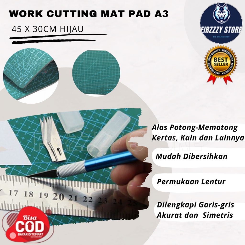 Work Cutting Mat Pad A3 45 x 30cm Hijau