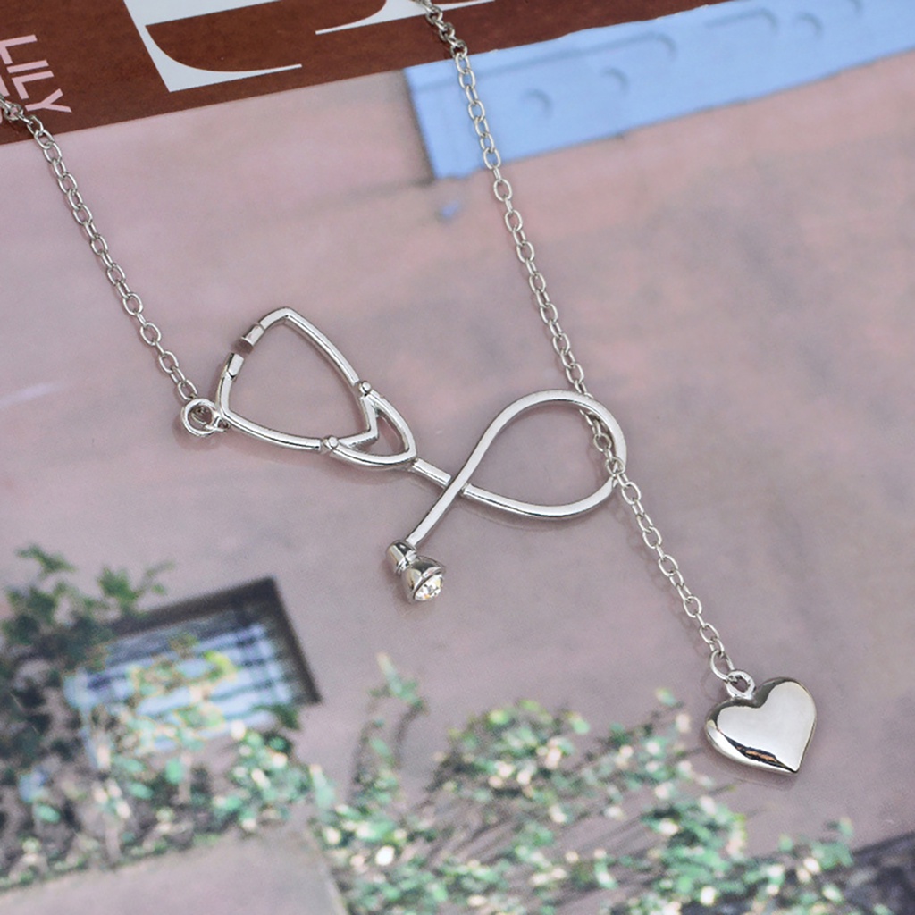 Hu Hu Hu Hu Hu Alat Bantu Pasang Kacamata♡ Kalung Rantai Dengan Liontin Bentuk Stetoskop Bahan Alloy Untuk Hadiah