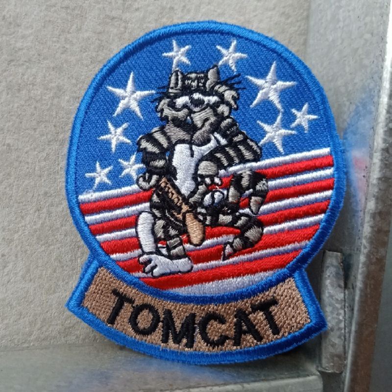 Bordir TOMCAT Bomber Jeans Emblem Rompi Tas Topi Pesawat US AIR FORCE Pilot Amerika Serikat USA Kado