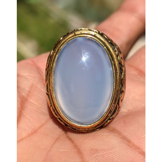 Cincin Batu akik BIRU LANGIT CHALSEDONY BATURAJA asli batu buKn sintetis bukn Bacan kecubung yaman