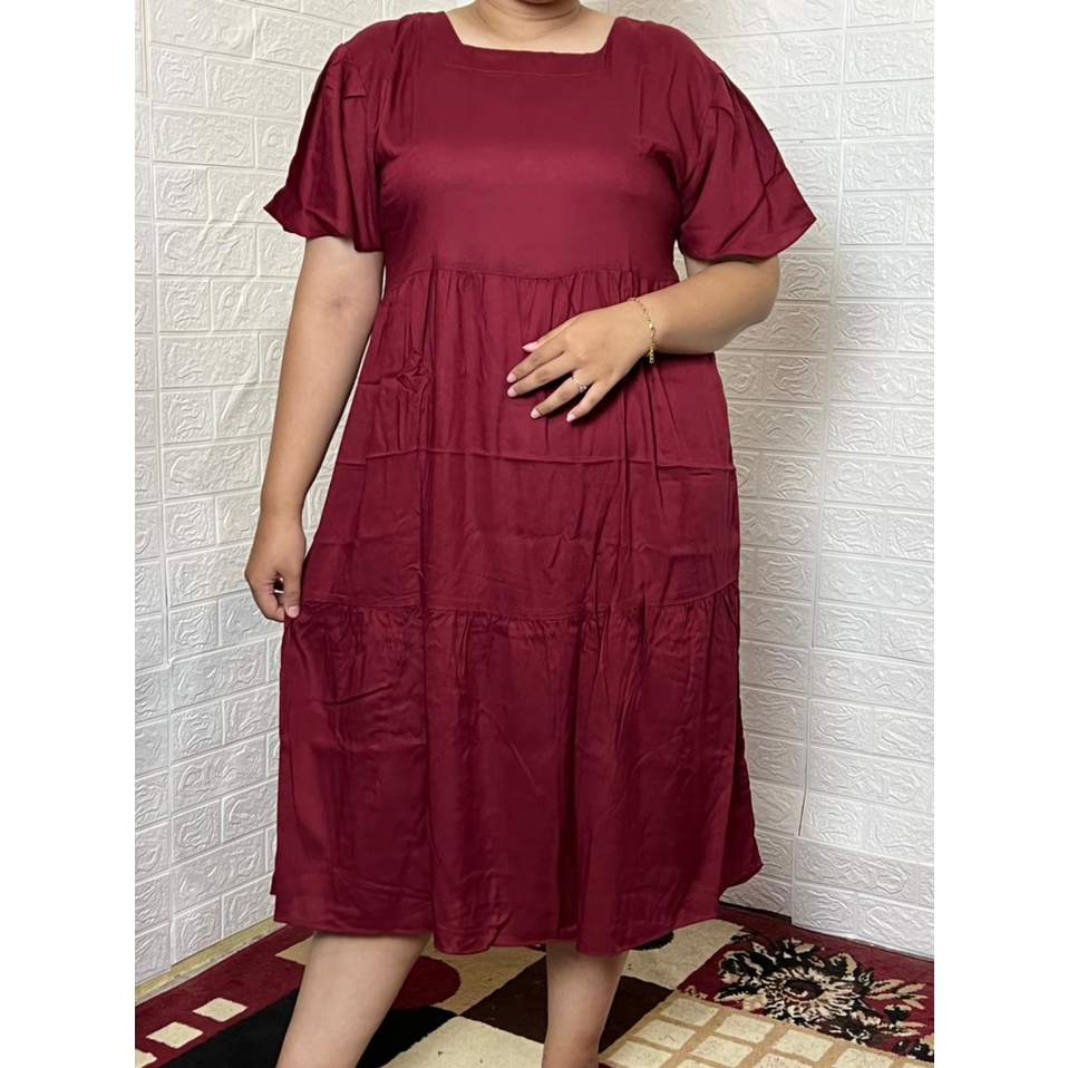 MIDI DRESS VARISHA Daster Rempel 2 Susun Katun Rayon Daster Kekinian