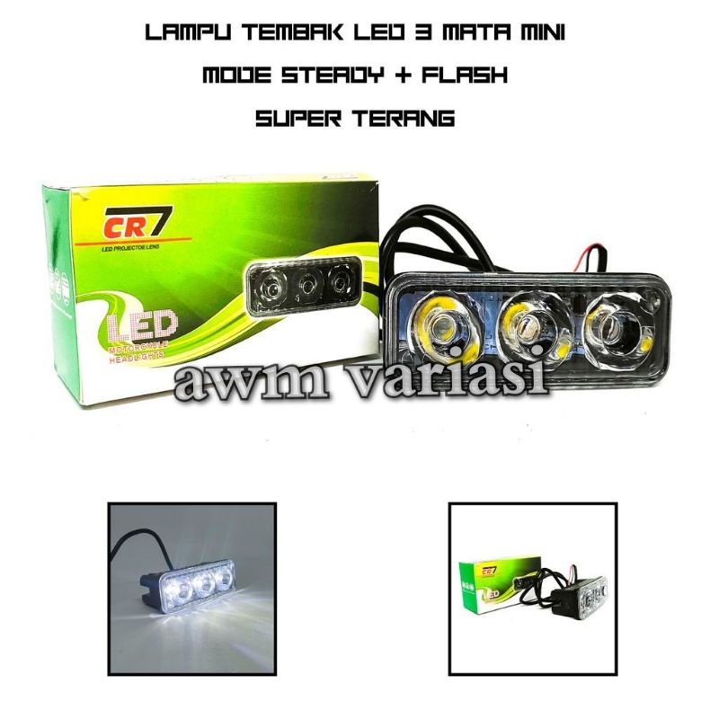 Lampu Tembak LED E03 Sorot Cree 3 Mata 9 Watt Kabut Motor Mobil E03R Worklight Foglamp Foglight