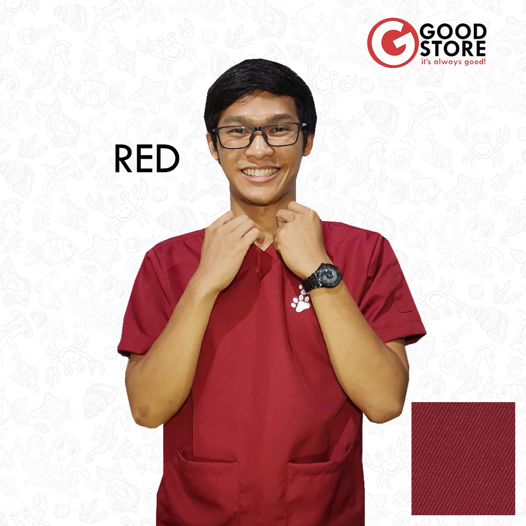 Scrub Medis Dokter/Paramedis  Warna Merah Maroon