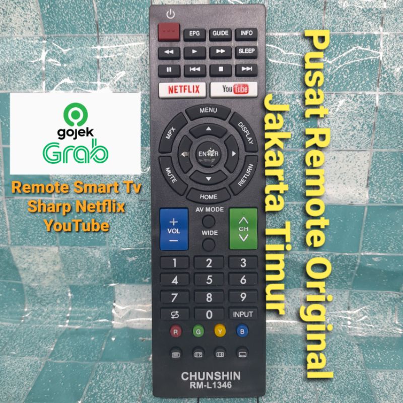 REMOTE REMOT SMART TV SHARP LED NETFLIX GRADE ORIGINAL