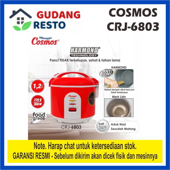 COSMOS CRJ 6803 MAGIC COM 1.2 L RICE COOKER HARMOND CRJ6803 1.2L PENANAK NASI 3in1 ANTI LENGKET