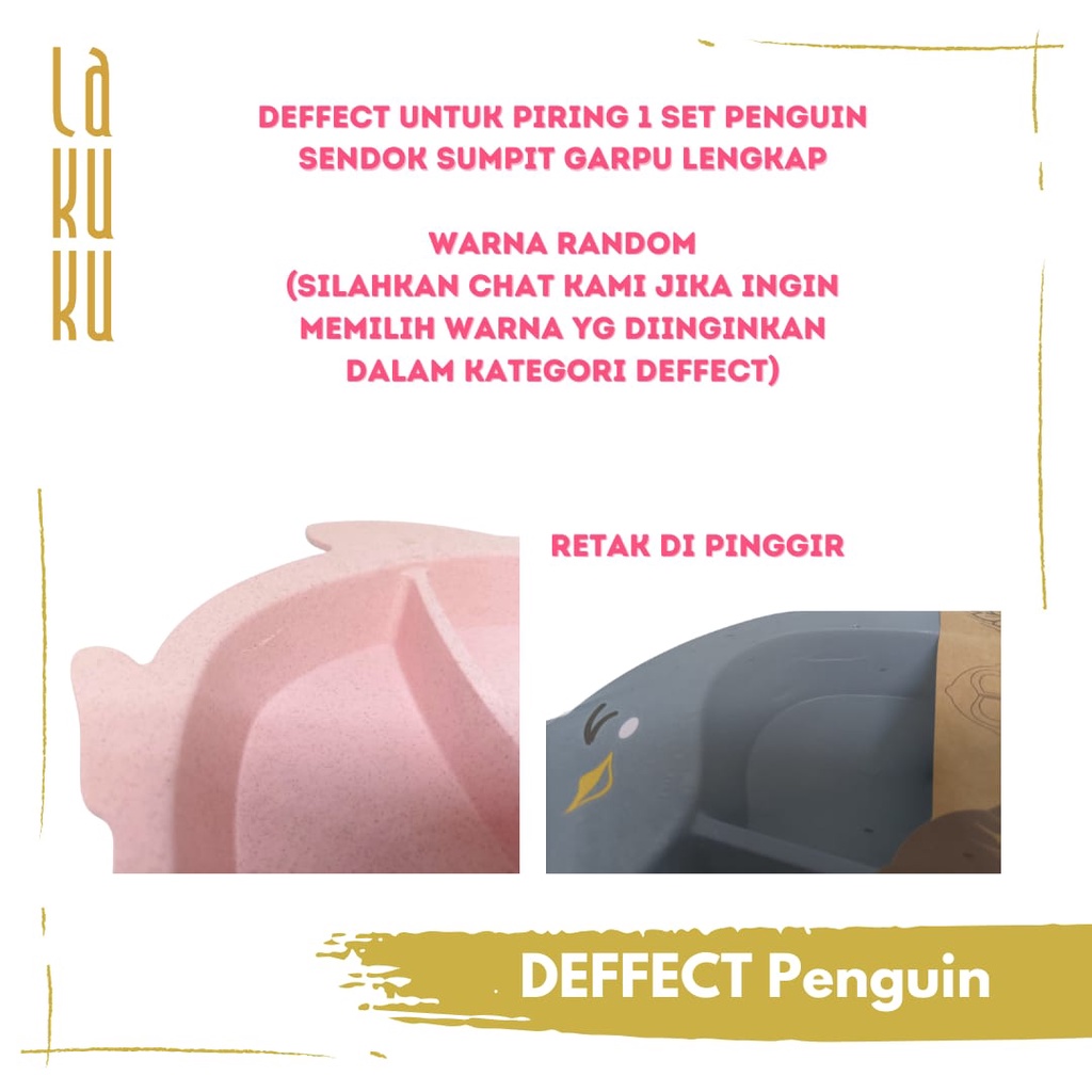 Lakuku - Feeding set 6 in 1 Crab Penguin wheat straw Peralatan Makan Anak Piring Gelas Mangkuk jerami gandum