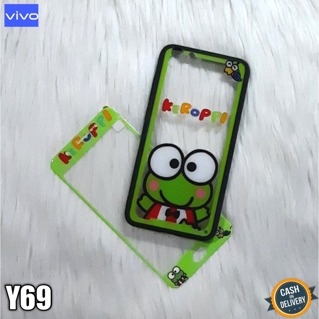 Case 360 Transparan + Tempered Glass Motif Disney For  Vivo Y69