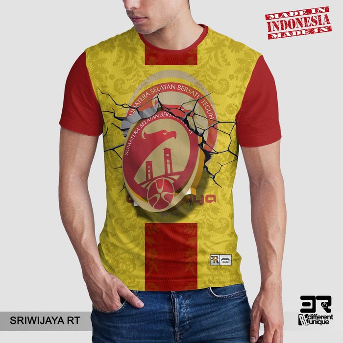 KAOS PRINT 3D DISTRO 3R UNISEX DEWASA & ANAK MOTIF SEPAK BOLA LOKAL SRIWIJAYA FC RETAK RED ( SRIWIJA