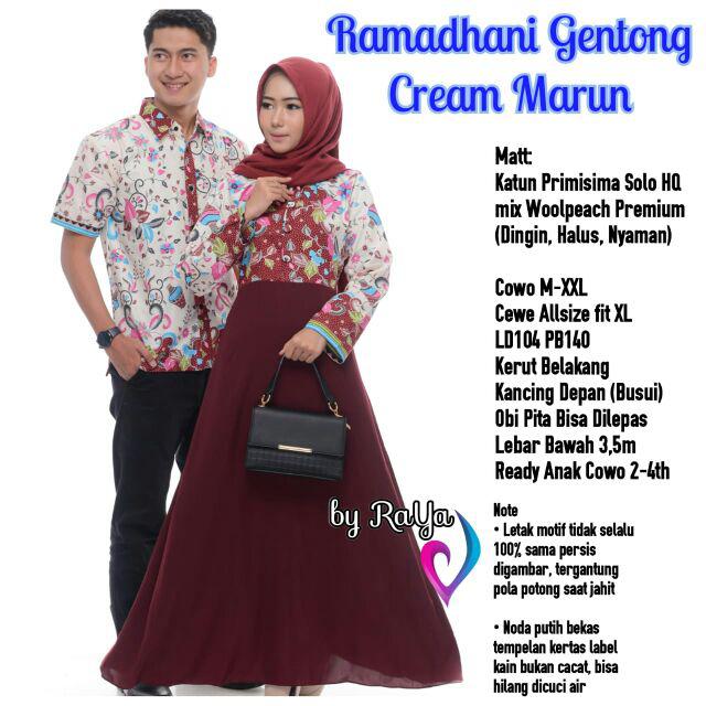 Grosir Batik Couple Ramadhani Gentong Marun Sarimbit Batik Keluarga Couple Gamis Batik Anak Hem Xxl