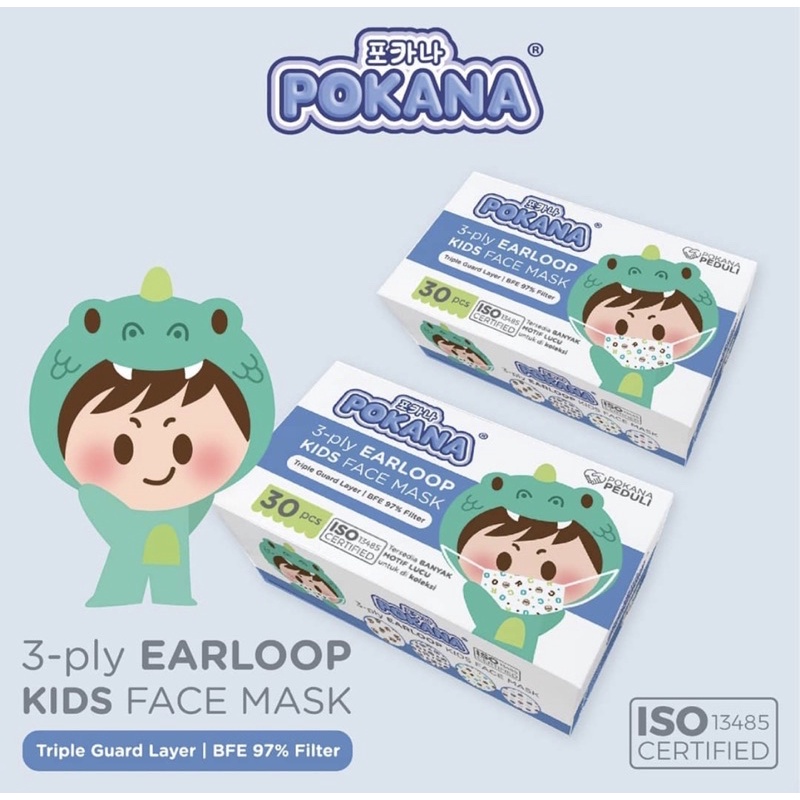 Pokana Mask Kids Box isi 30 - Masker Anak Pokana 3ply