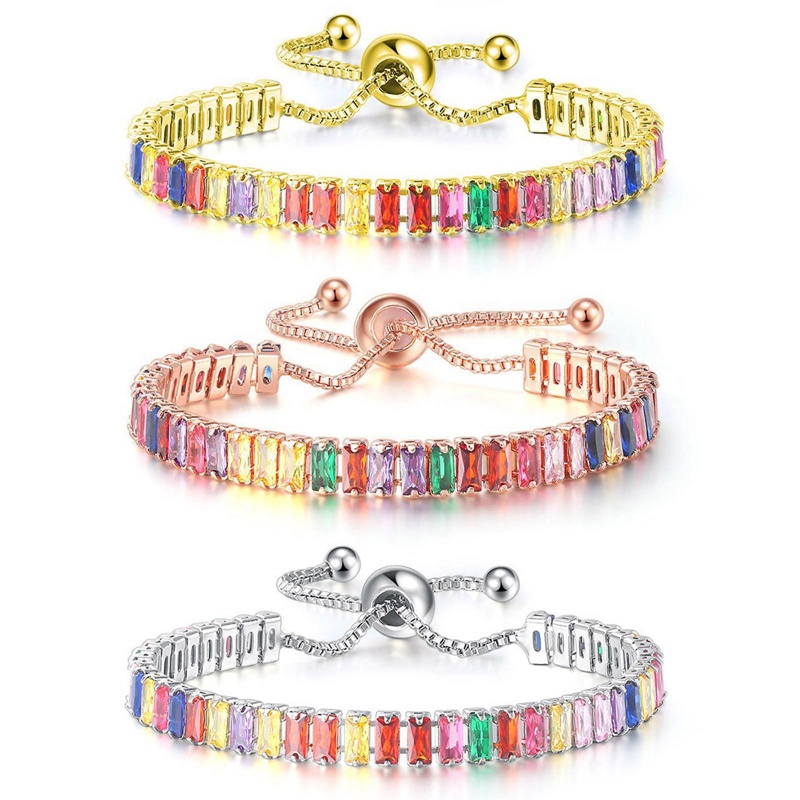 Gelang Rantai Tennis Adjustable Hias Zircon Untuk Wanita