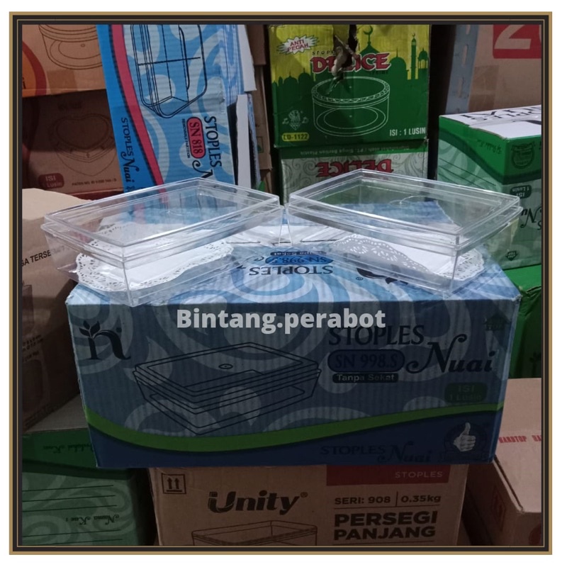 Toples Nuai SN 998 S Ukuran 0,5 kg Tanpa Sekat / Toples Kue Kering / Toples Dessert Box Persegi Panj