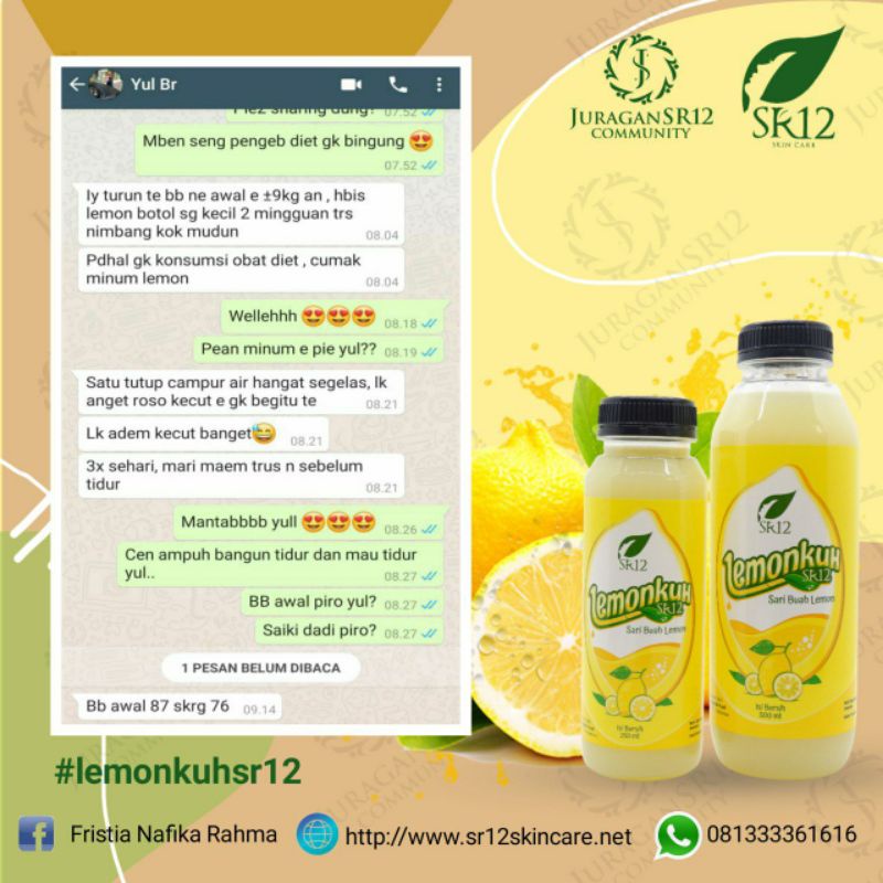 SR12 LEMONKUH / SARI LEMON ORIGINAL / MINUMAN NUTRISI DIET DETOX HERBAL PELANGSING ALAMI