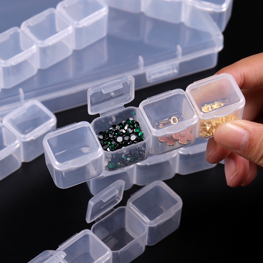 28 Grids Compartments Storage Box /Empty Plastic Clear Pillbox Nail Art Rhinestone Container/Multi-seperated Jewelry Beads Display Storage Case/Jewelry Organizer Manicure Tool