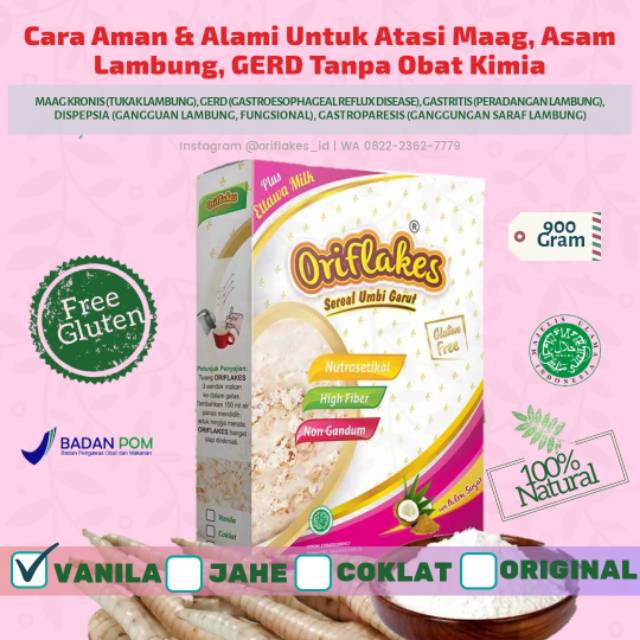 

ORIFLAKES 900gr Sereal Umbi Garut Rendah Gula Gluten Free Diabetes Asam Lambung Gerd