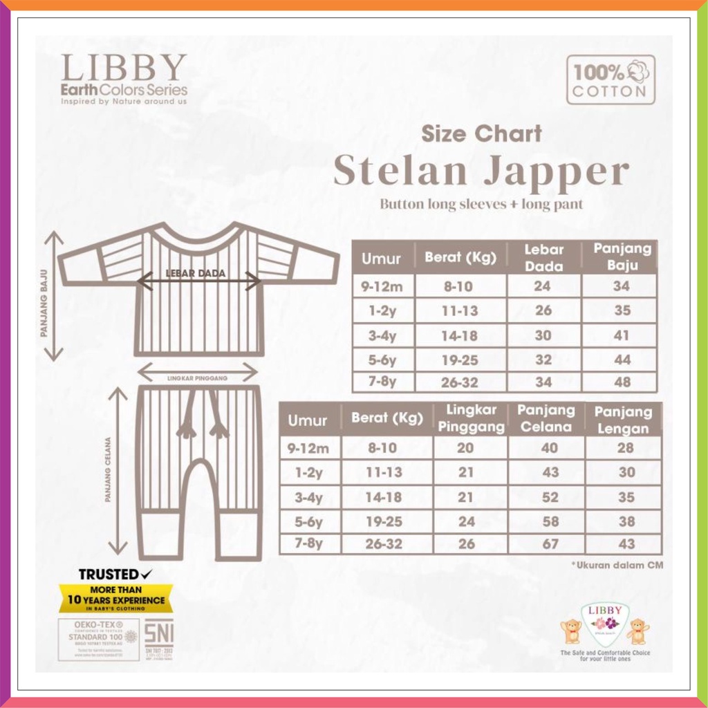 NEW LIBBY JASPER SET | JASPER SET PENDEK PANJANG EARTH COLOUR 0-8 TH