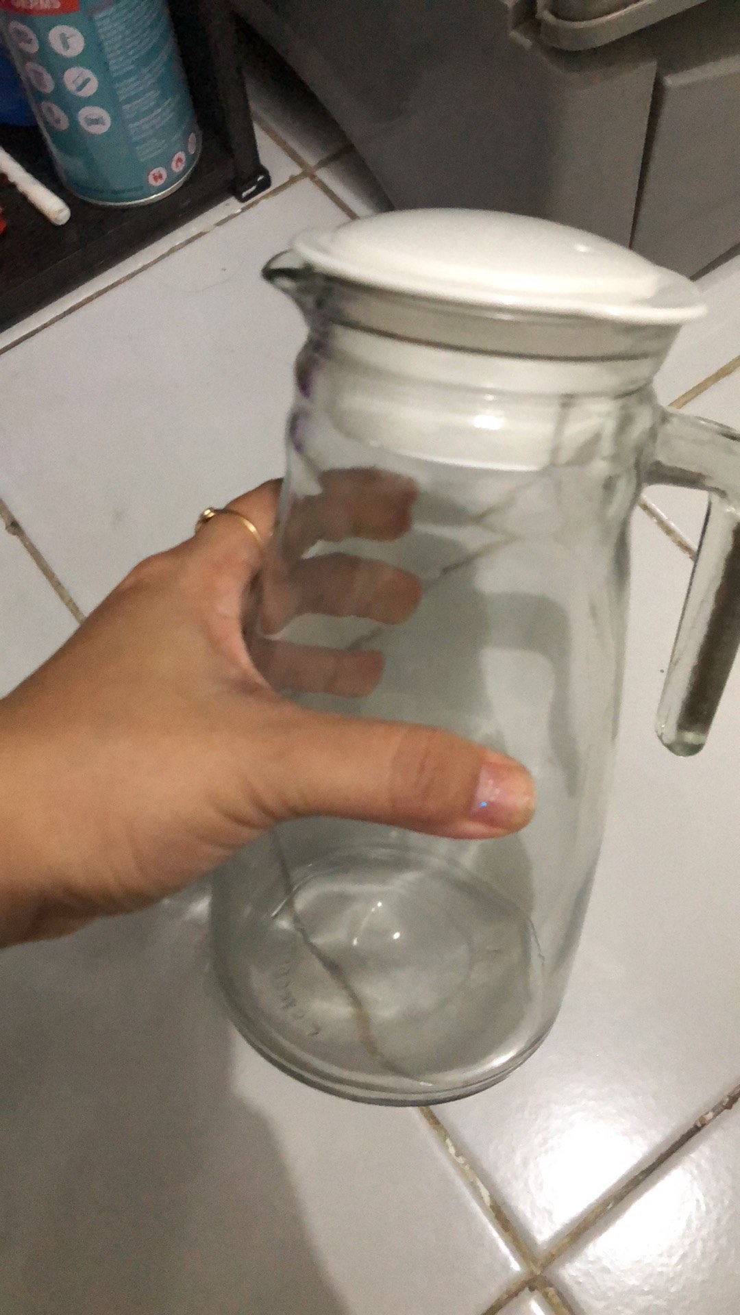 Pitcher Kaca 1 Liter Bulat Dengan Tutup - Teko Kaca Berkualitas