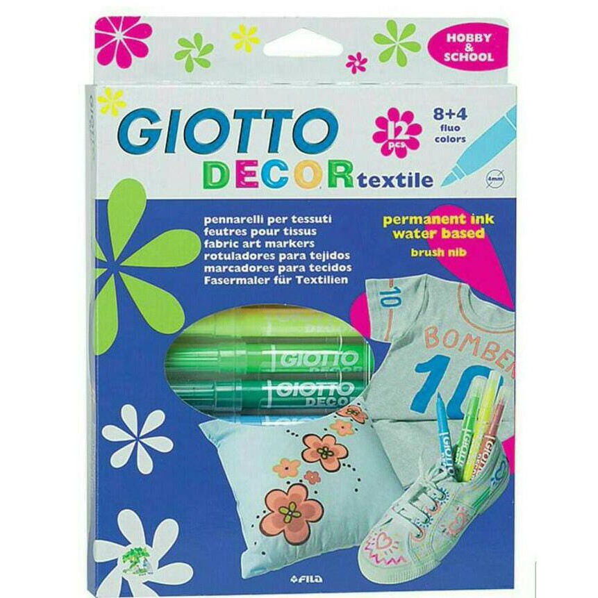 

PROMO Spidol permanen khusus kain GIOTTO 12 warna / Decor textile spidol