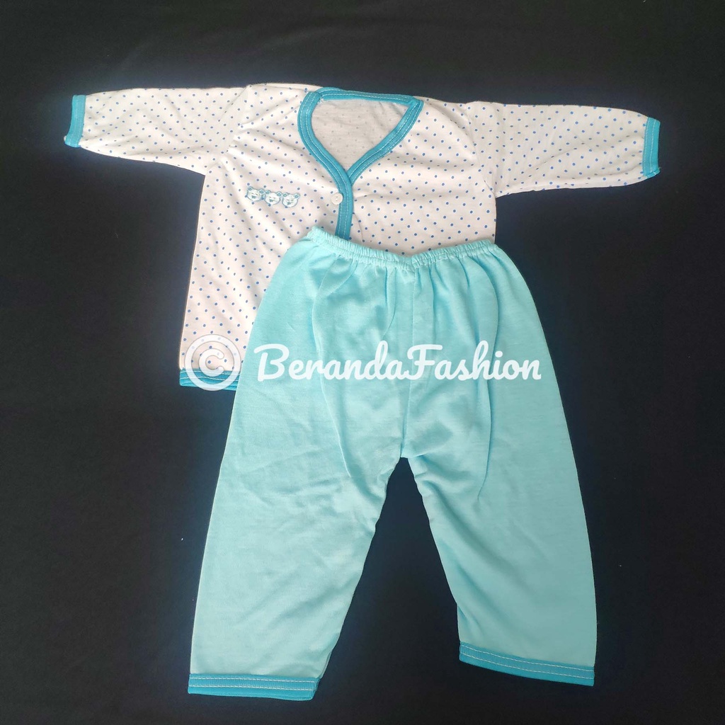 Set baju bayi lengan panjang import 3 bears katun polka 0-1 tahun