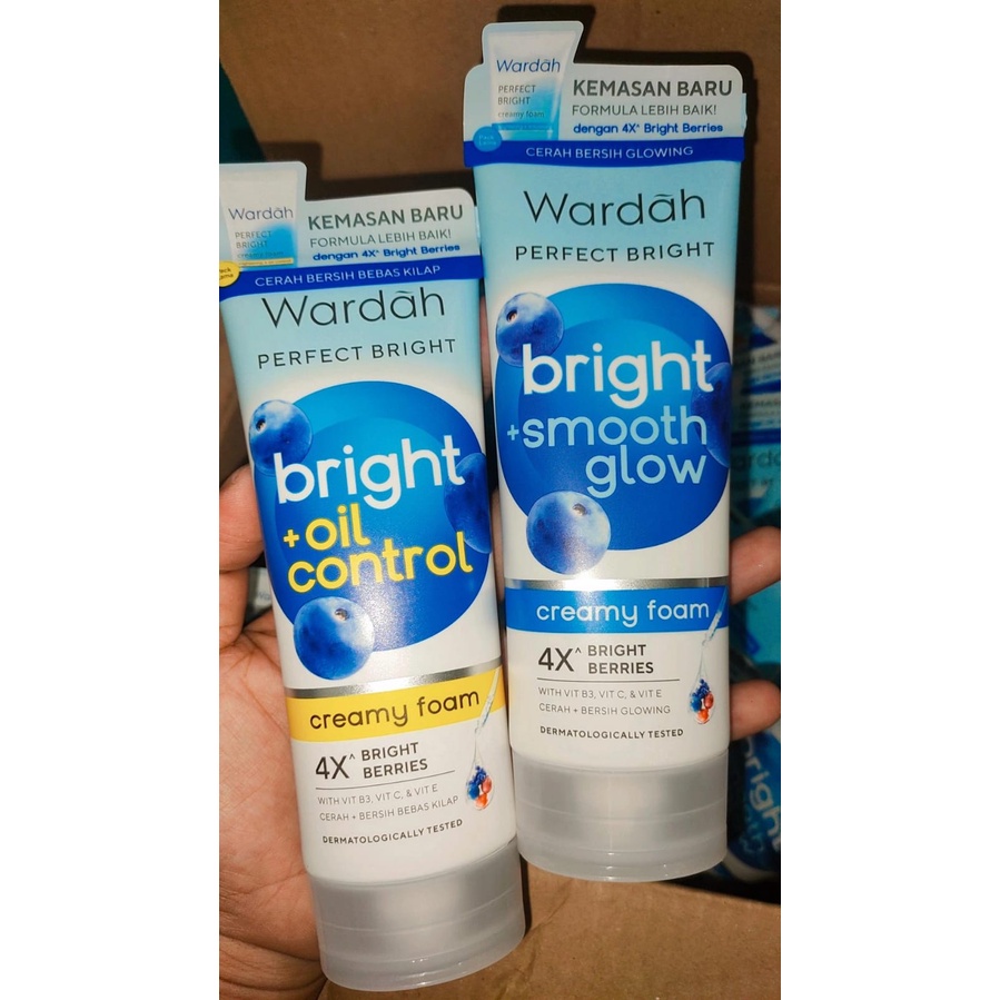 ❤️GROSIR❤️ KEMASAN BARU !!! Wardah Perfect Bright Creamy Foam Bright + Smooth Glow 100ml (BIRU)