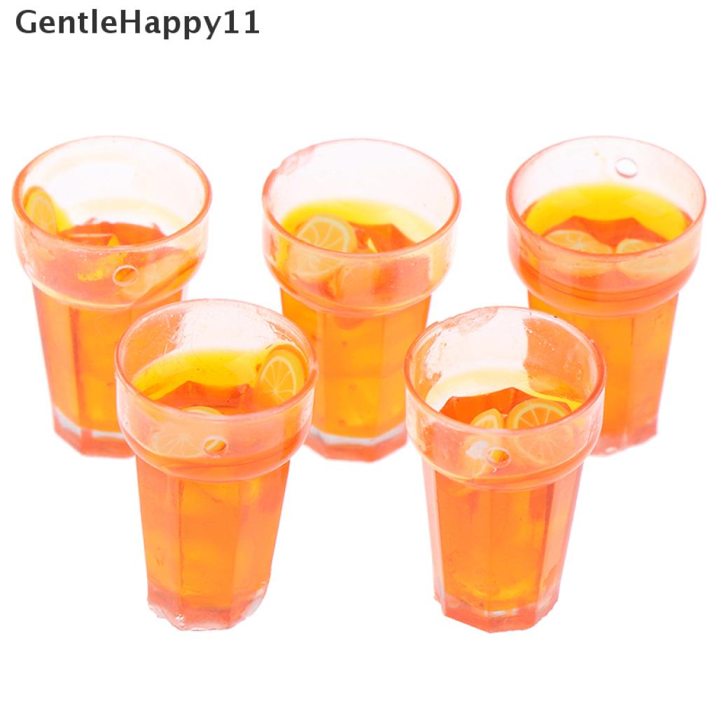 Gentlehappy 5Pcs / Set Mainan Miniatur Gelas Teh Lemon Skala 1: 12 Untuk Aksesoris Rumah Boneka