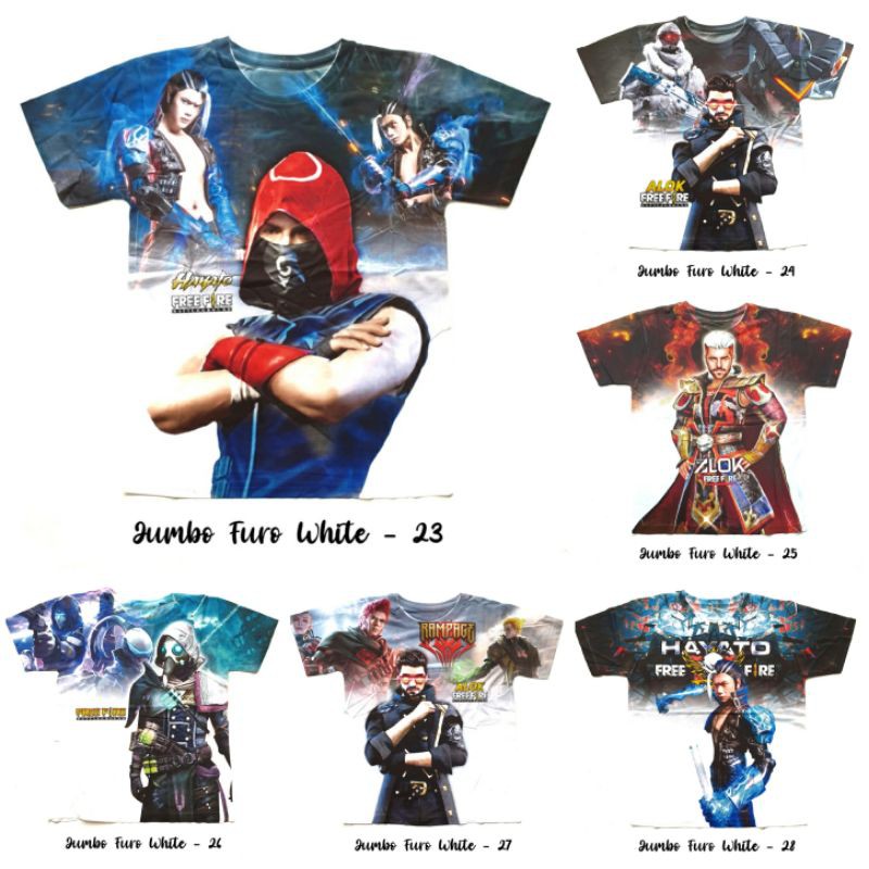 Kaos Anak Karakter Jumbo Free Fire Alok Hayato size 16 18 20