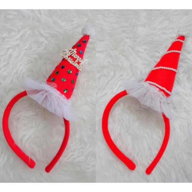 Bando Natal Topi Christmas Xmas Glitter Mutiara Pearl Tille Tulle