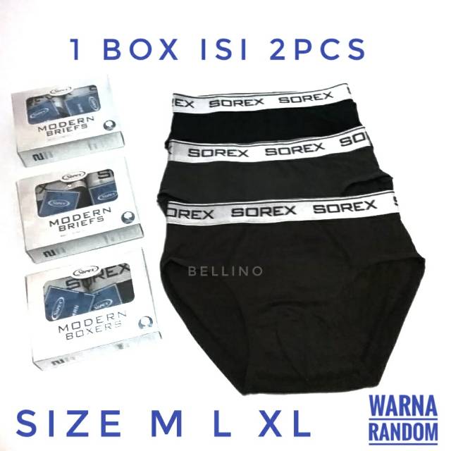 1Box Isi 2pcs Cd Sorex Man 3901 Modern brief Celana Dalam Cowok Sorex Premium Katun Size M L XL