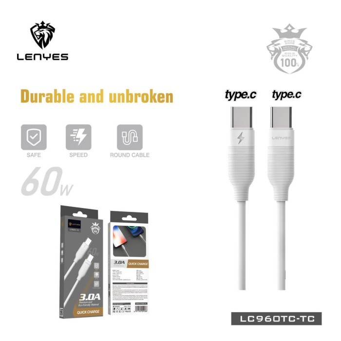 C TO C C TO LIGHTNING Kabel Data LENYES Fast Charging 27W LC-960 Grosir