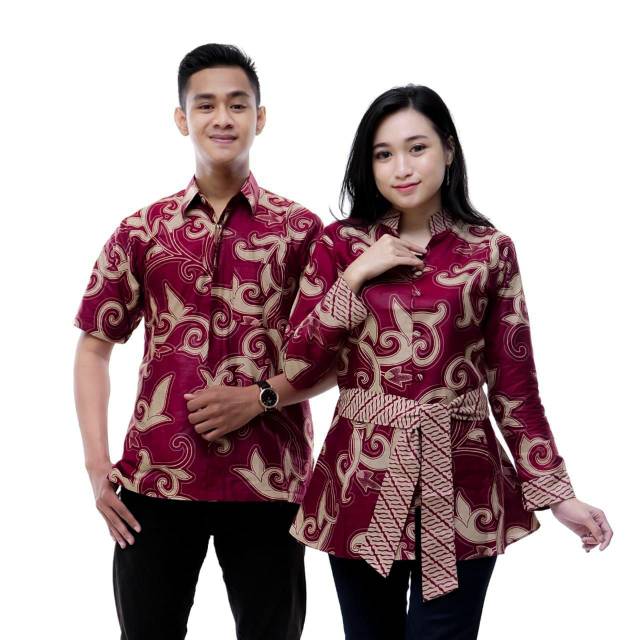 Muara Couple - Rufle atasan batik motif kembang naga