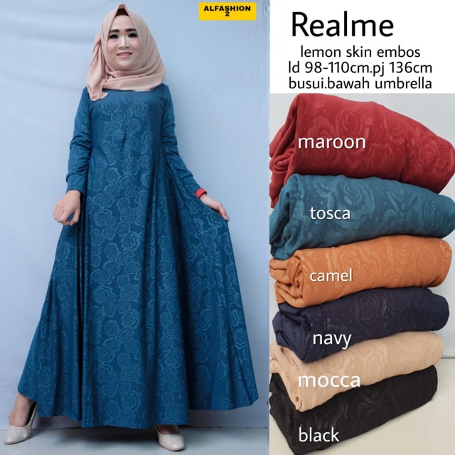 Gamis Emboss Lemon Skin Stretch Shopee Indonesia