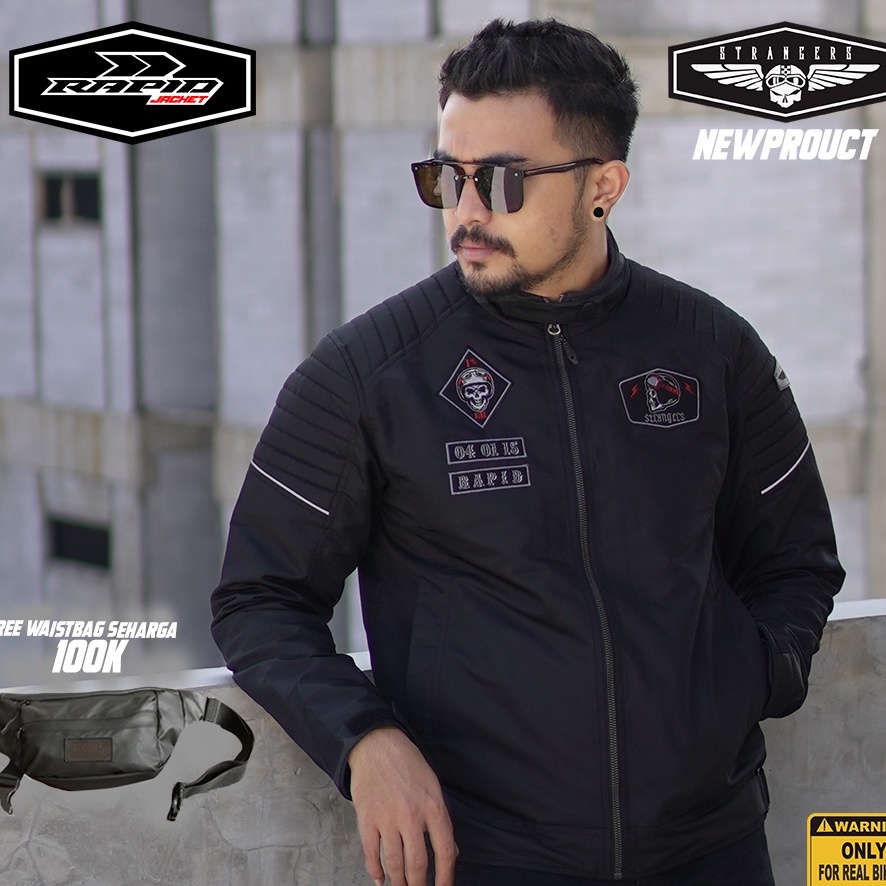 JAKET motor touring premium  RAPID STRANGERS jaket bikers full bordir tengkorak anti air dan anti angin