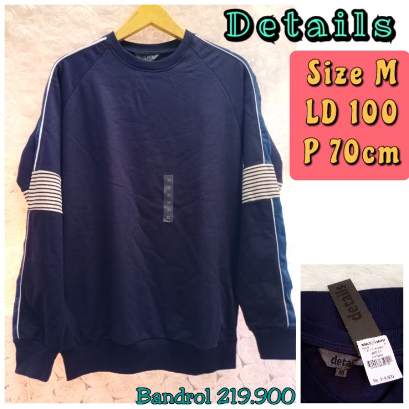 Details M sweater lengan panjang navy biru original branded matahari kaos atasan pria
