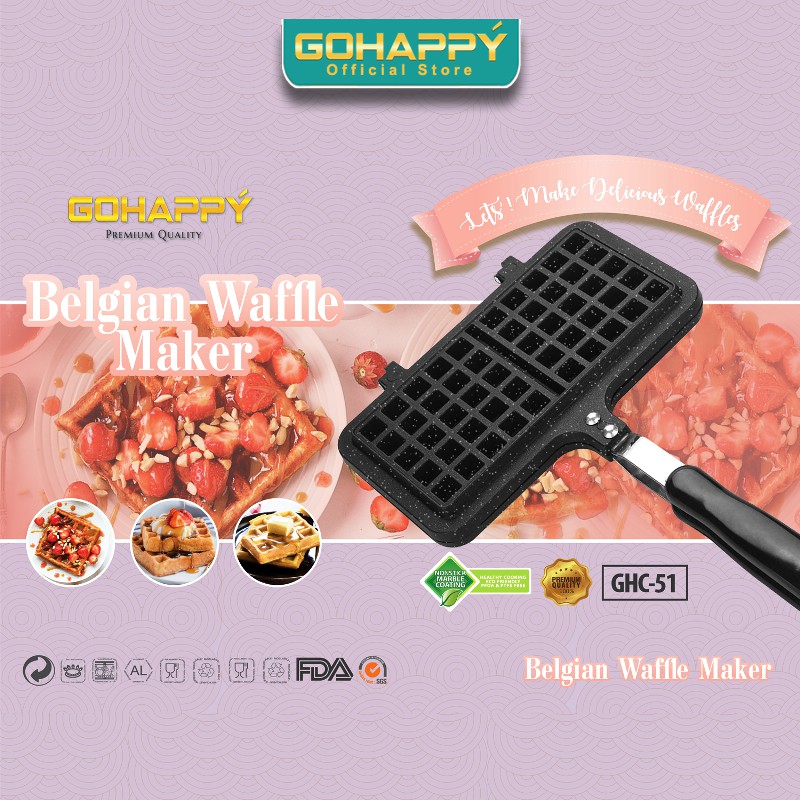 Everlux Cetakan kue waffle Panci Loyang Belgian Waffle maker Gohappy GHC51