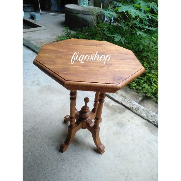 Ready Meja Octagonal Segi 8 Antik Kayu Jati Furniture Jepara