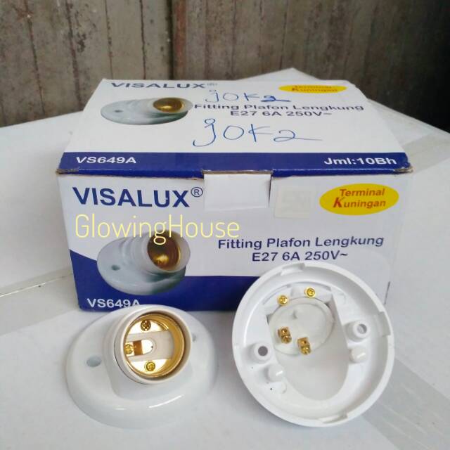 Fitting plafon lengkung fitting miring dudukan lampu terminal kuningan