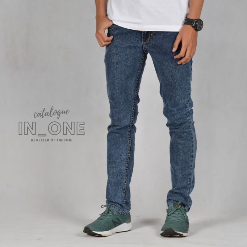 Celana jeans panjang pria selimfit / celana panjang softjeans pria BLUE sandwash 27-34