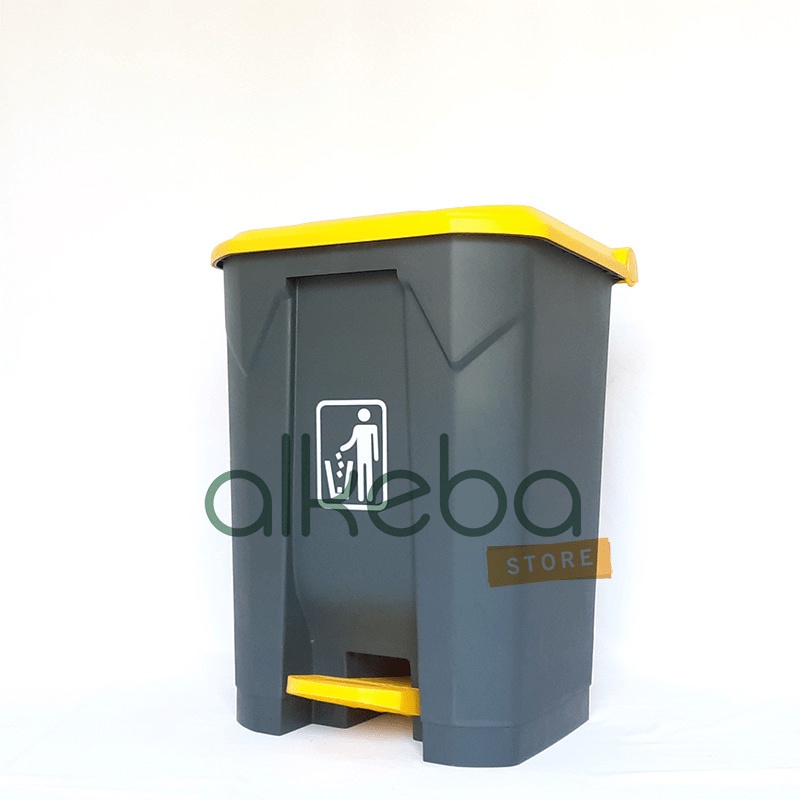 Tempat sampah injak besar abu abu kuning 68 Liter