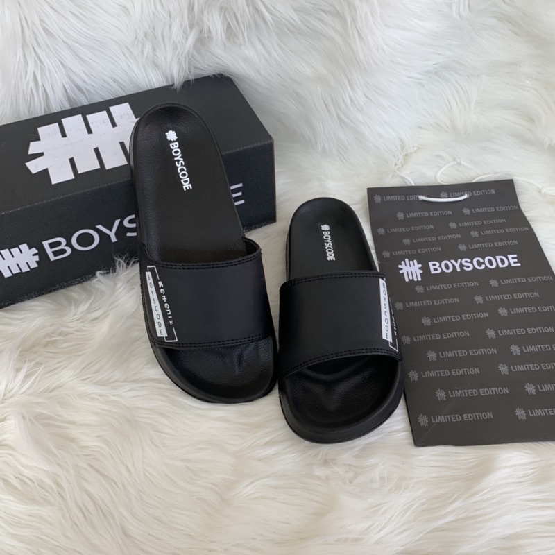 Sandal Slop Pria Wanita BOYSCODE JAPAN SERIES TYPE 4 HITAM / Sendal Flip Flop Vans Murah Berkualitas