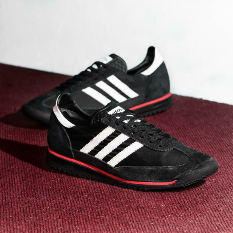 ADIDAS SL72 BLACK WHITE RED SOLE BLACK ORIGINAL 100% - ADIDAS SL72 ORIGINAL - SEPATU ADIDAS ORIGINAL