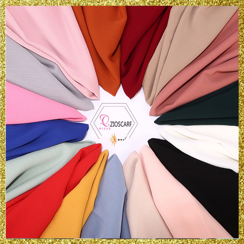 PASHMINA CREPE PREMIUM PASHMINA AYANA HIJAB CRINKLE CREPE CHIFFON PLISKET PRISKET CORNSKIN A58