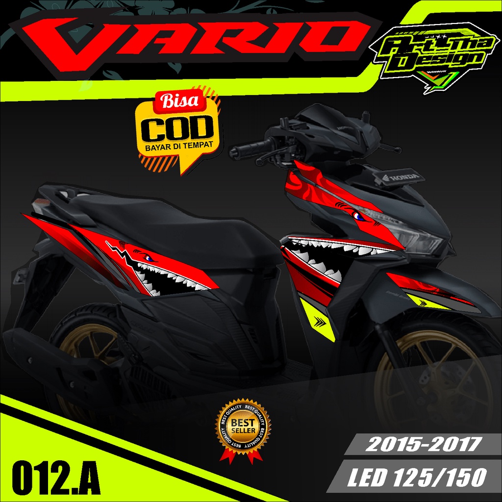 (COD)Sticker Striping Stiker Lis Variasi Vario Led 125/150 2016-Semi Full Body Desian SHARK Hiu artt