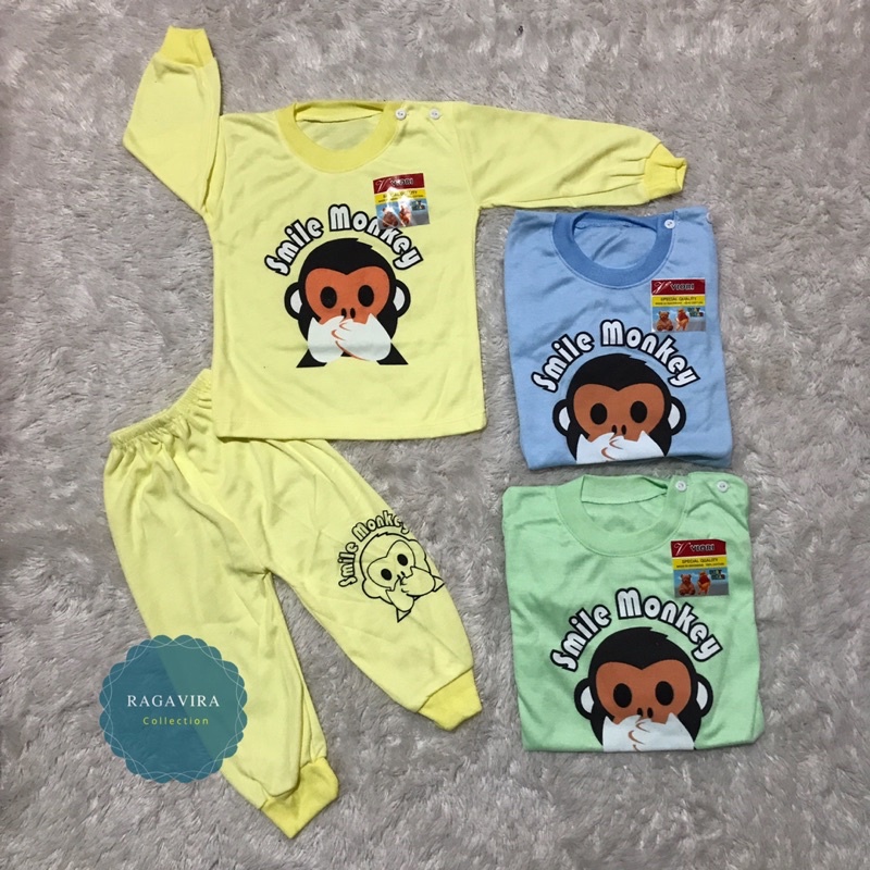 BAJU BAYI smile monkey Setelan 3-18 Bulan (PP084)