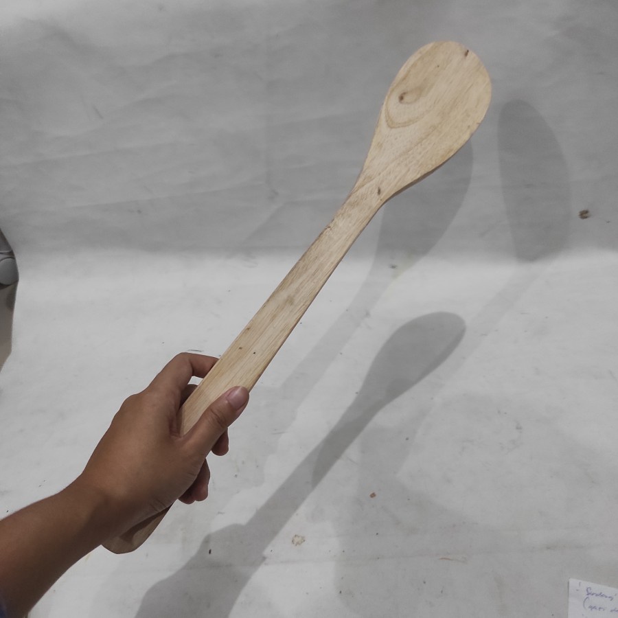 Sutil Sodet spatula teplon teflon kayu ujung lengkung besar panjang