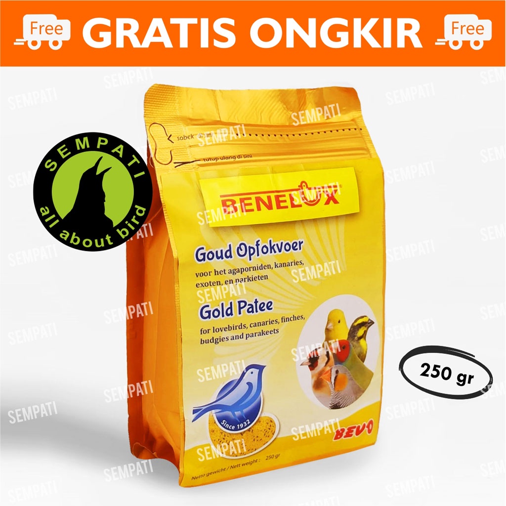 GOLD PATTE YELLOW BENELUX EGG FOOD KUNING 250 GRAM PAKAN BURUNG KENARI LOVEBIRD FINCH BUDGIES PARAKE