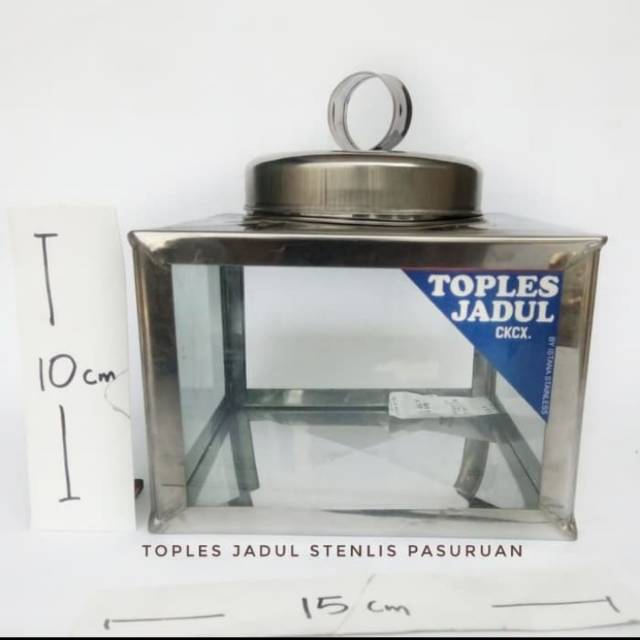 Toples kaca stainless 15x10x10
