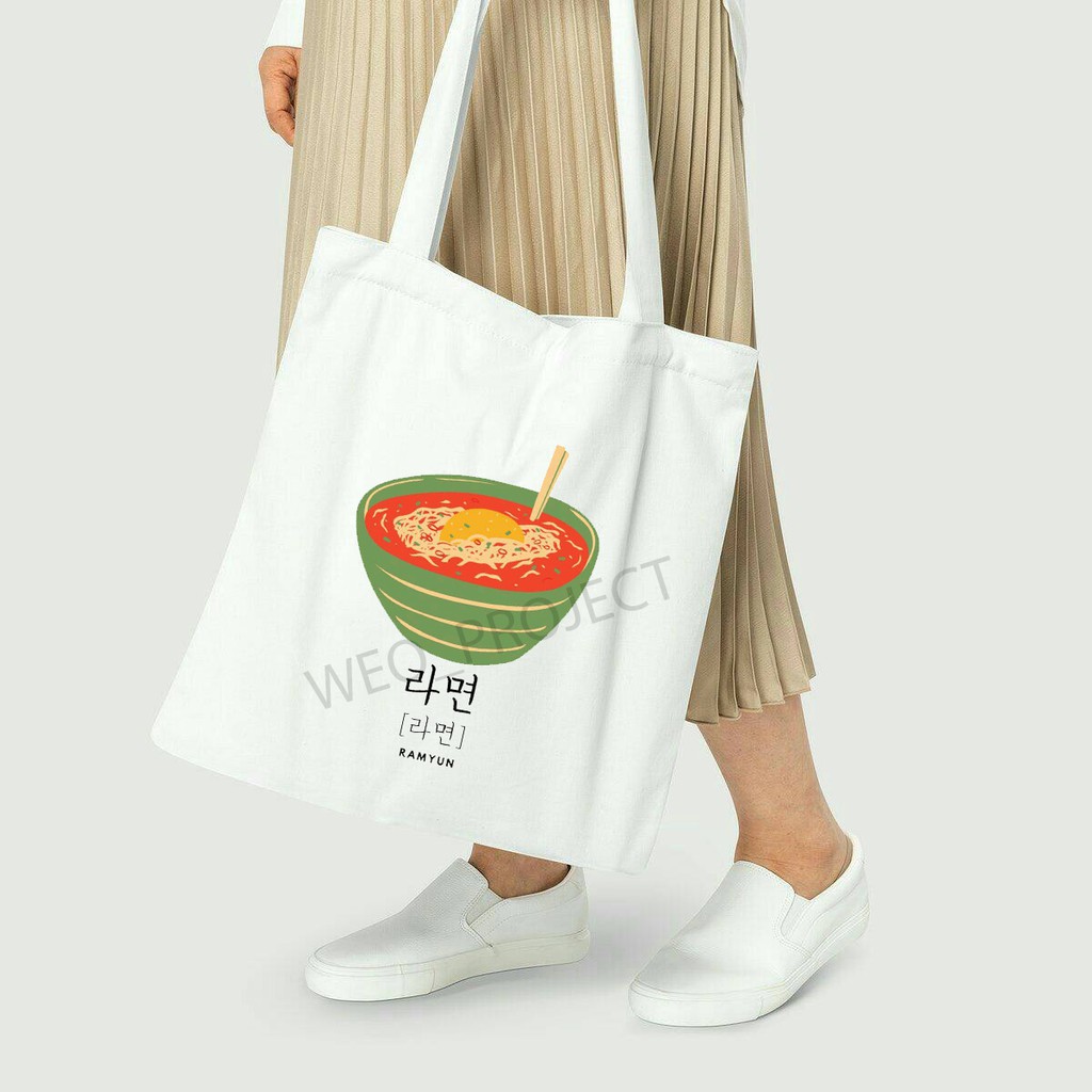 TOTE BAG KANVAS MURAH / TOTE BAG WANITA / TOTE BAG MOTIF KOREAN FOOD