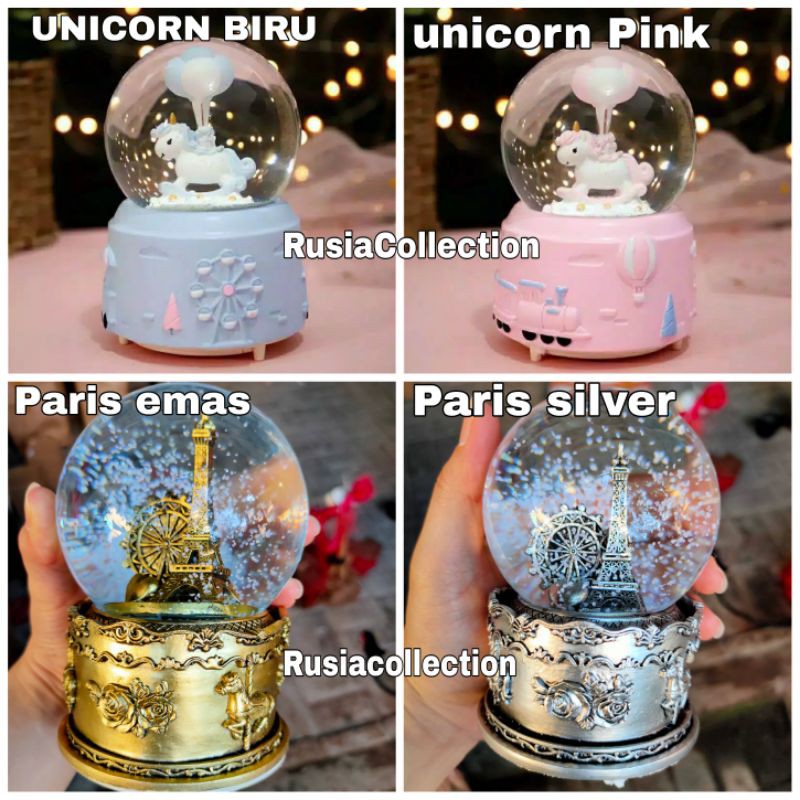 Snowball music lampu JUMBO banyak musiknya salju terbang otomatis  musicbox waterball globe